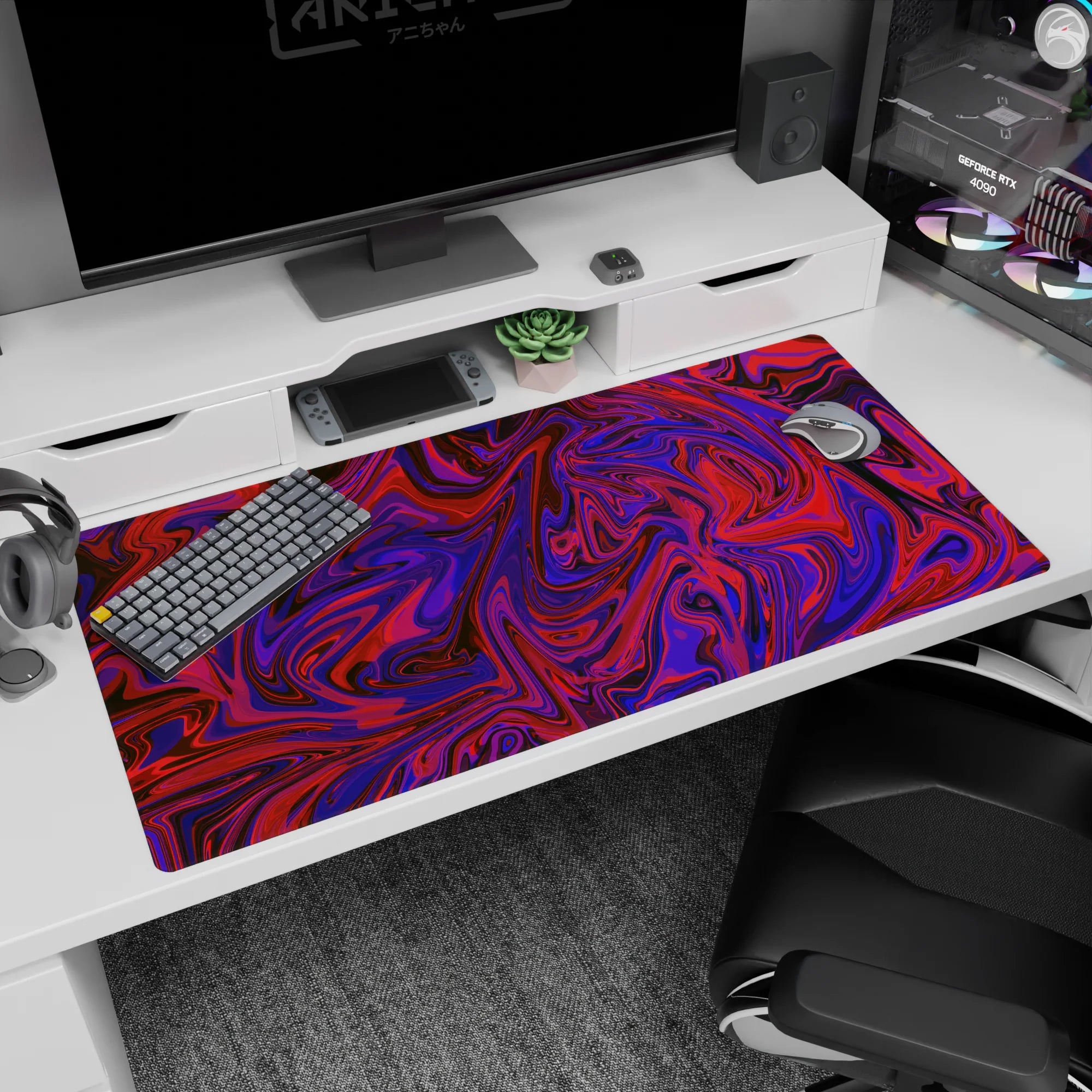 Liquid Abstract Deskmat | Mousepad | Deskpad - Vivid Swirl - AniChan