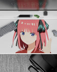 40x20 inches desk pad in candy pink, crisp white, teal and black, cute smug anime vibe for gaming.