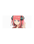 28x12 inches anime girl mouse pad with Nino-style pink hair, white background, black ribbons and teal accents.