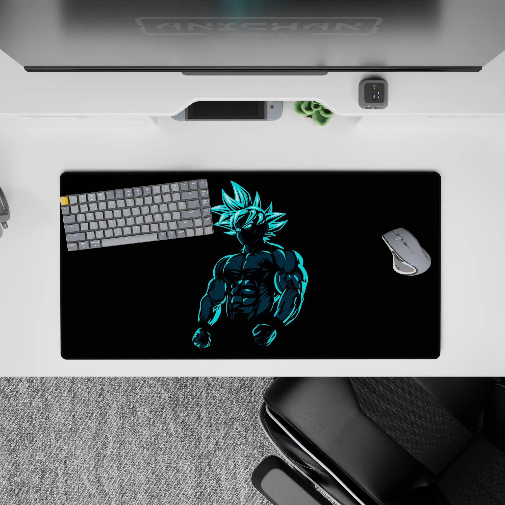 Dragon Ball Deskmat | Mousepad | Deskpad - Neon Saiyan Strength - AniChan