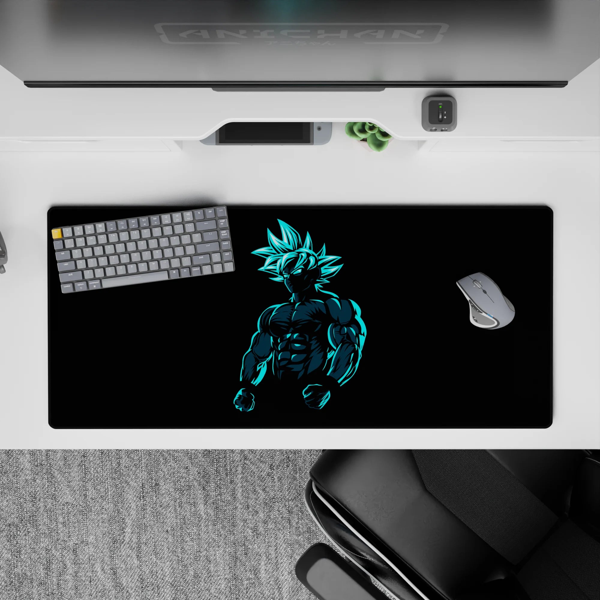 Dragon Ball Deskmat | Mousepad | Deskpad - Neon Saiyan Strength - AniChan