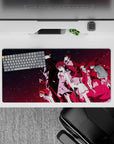 32x16 inches anime mouse pad in ink-black to hot magenta gradient, cinematic glow, calm fearless vibe.