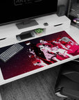 40x20 inches anime desk pad showing a crew of calm-faced characters posing in crisp uniforms under stars.