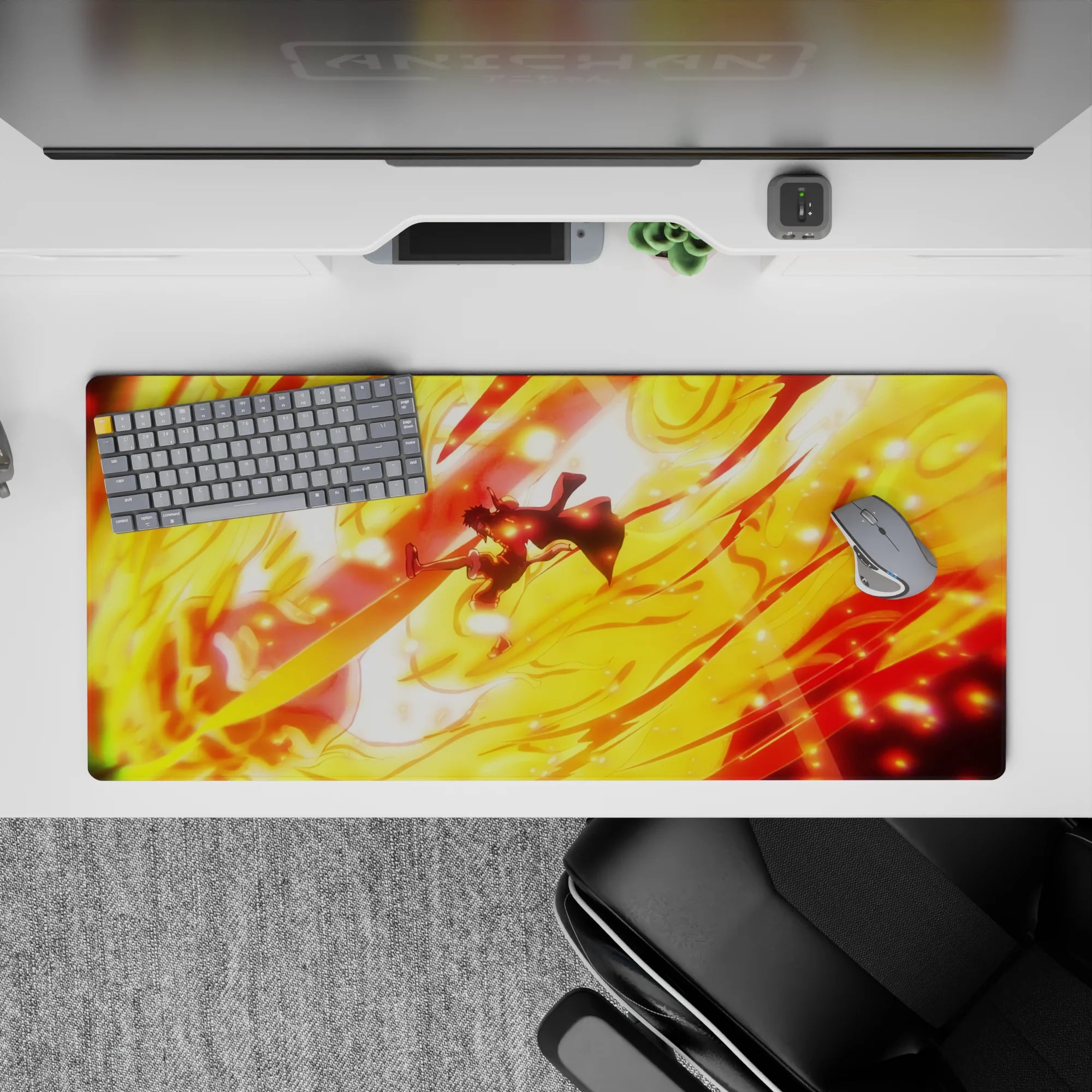 One Piece Deskmat | Mousepad | Deskpad - Luffy’s Blazing Attack - AniChan