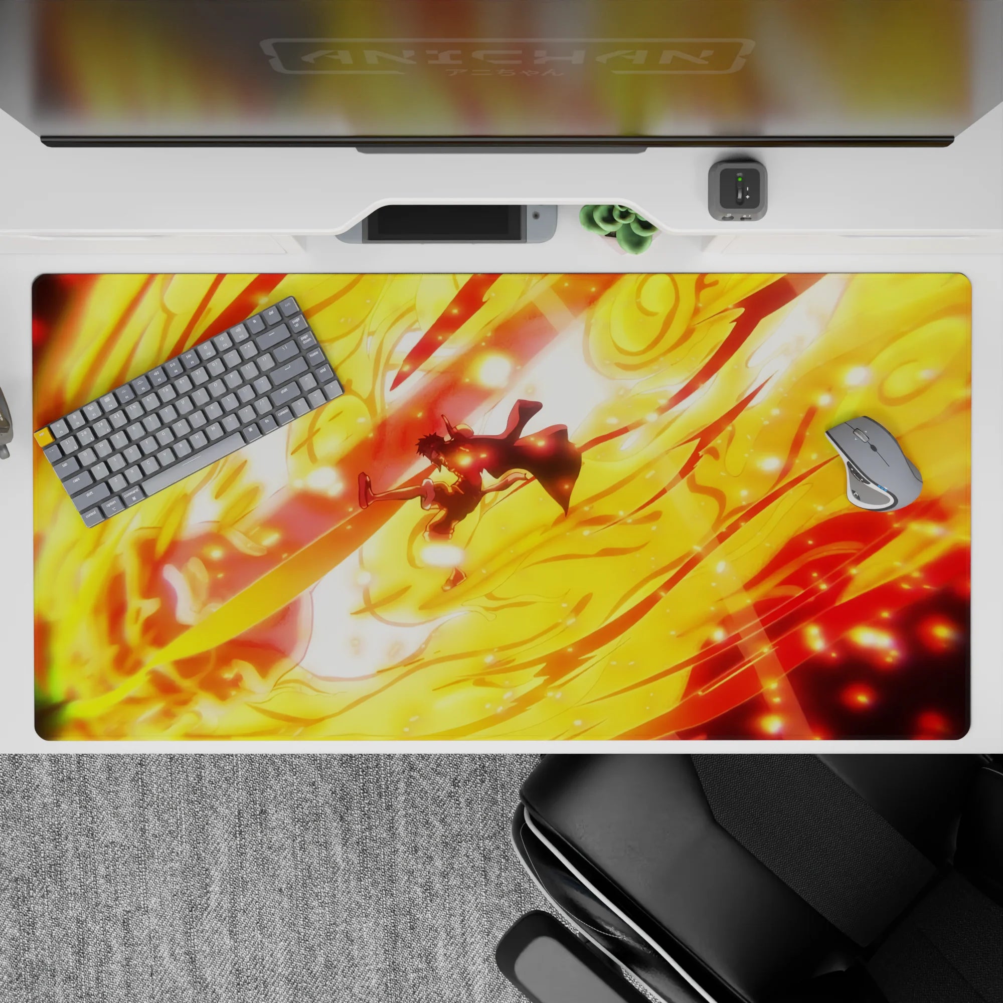 One Piece Deskmat | Mousepad | Deskpad - Luffy’s Blazing Attack - AniChan