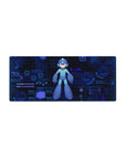 28x12 inches anime mouse pad with sci-fi HUD rings, hex grid panels, and sleek command screen layout.