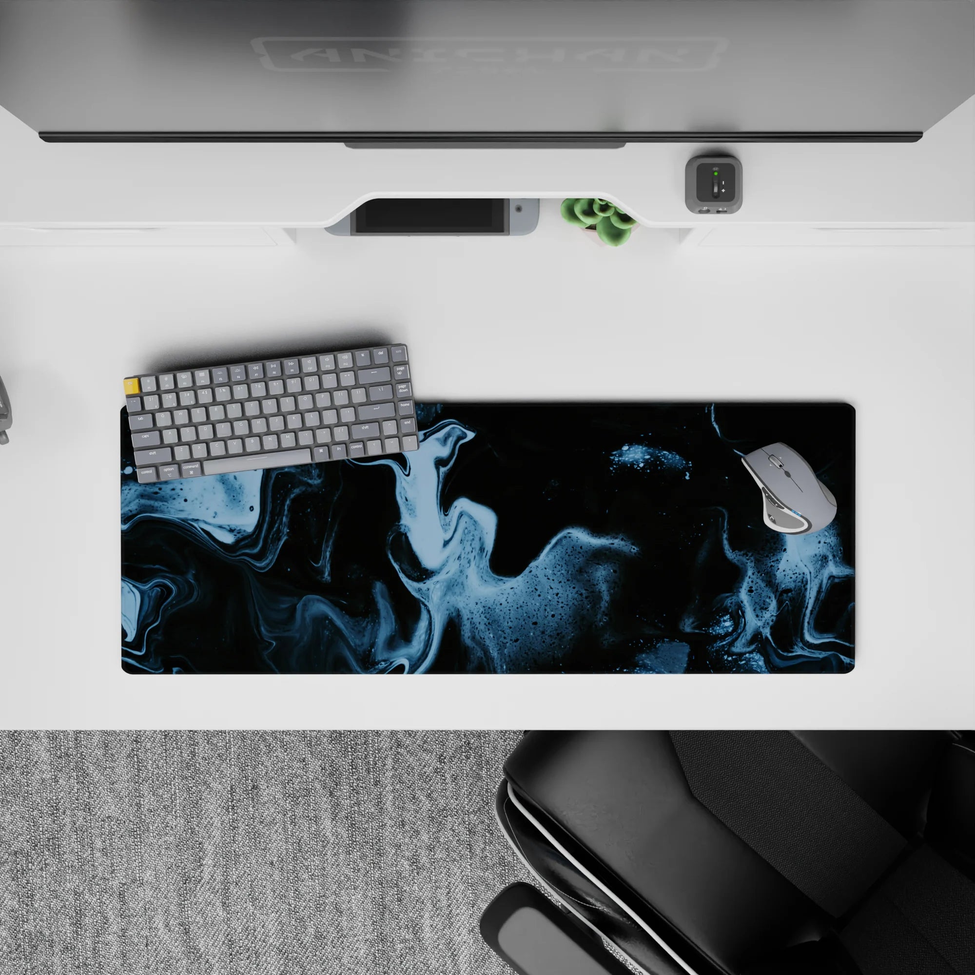 Abstract Deskmat | Mousepad | Deskpad - Dark Marble - AniChan