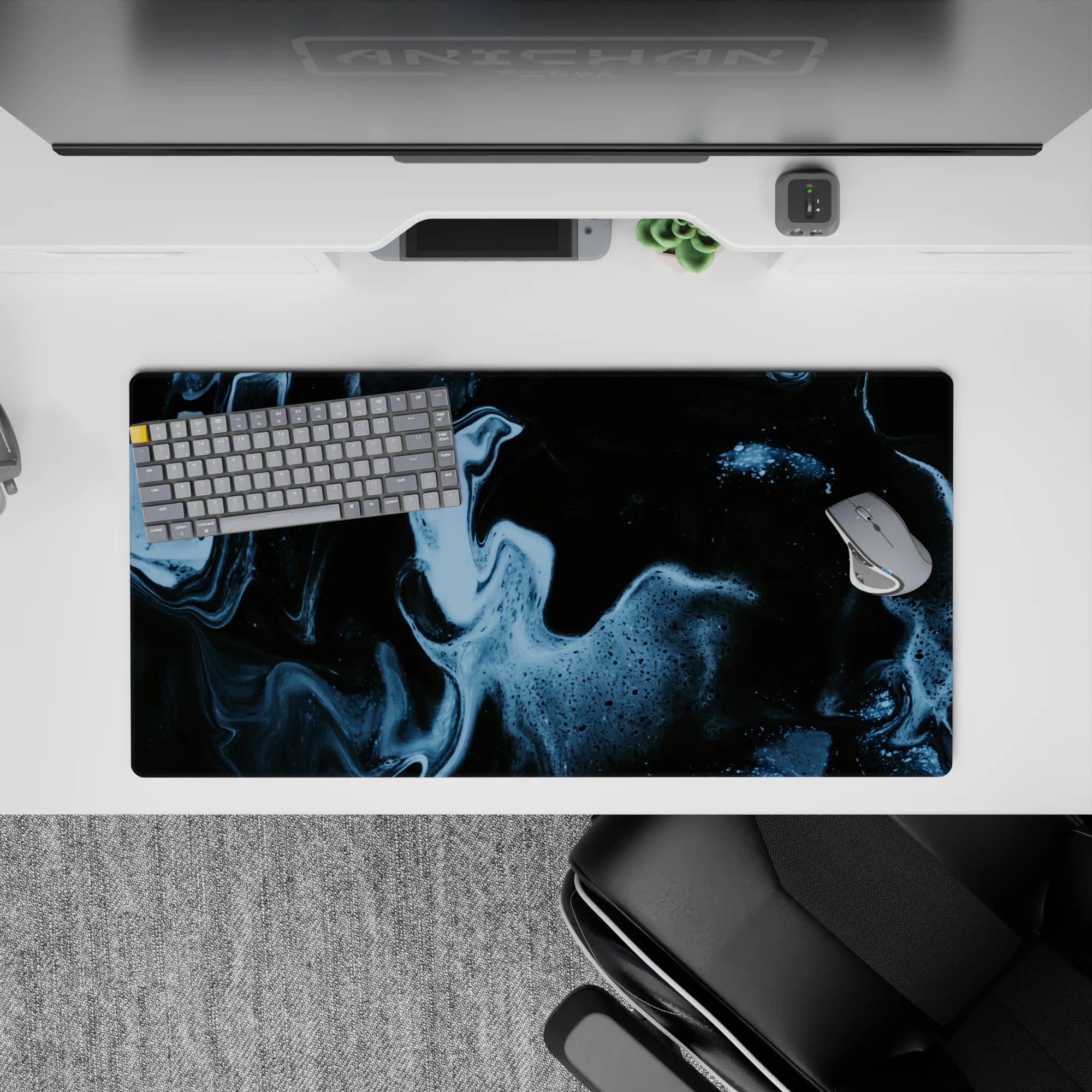 Abstract Deskmat | Mousepad | Deskpad - Dark Marble - AniChan