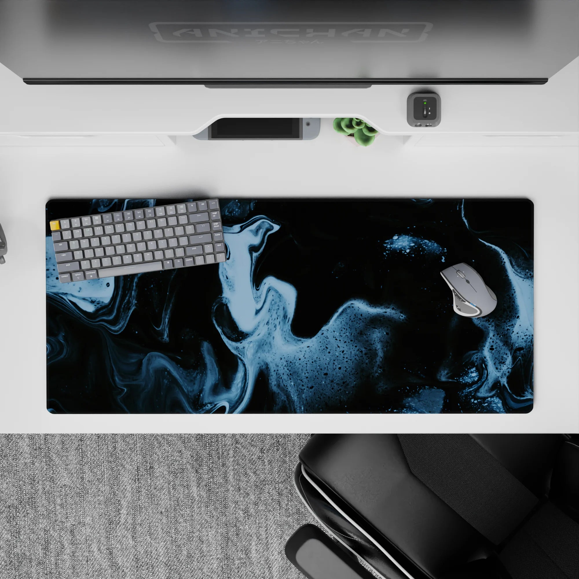 Abstract Deskmat | Mousepad | Deskpad - Dark Marble - AniChan