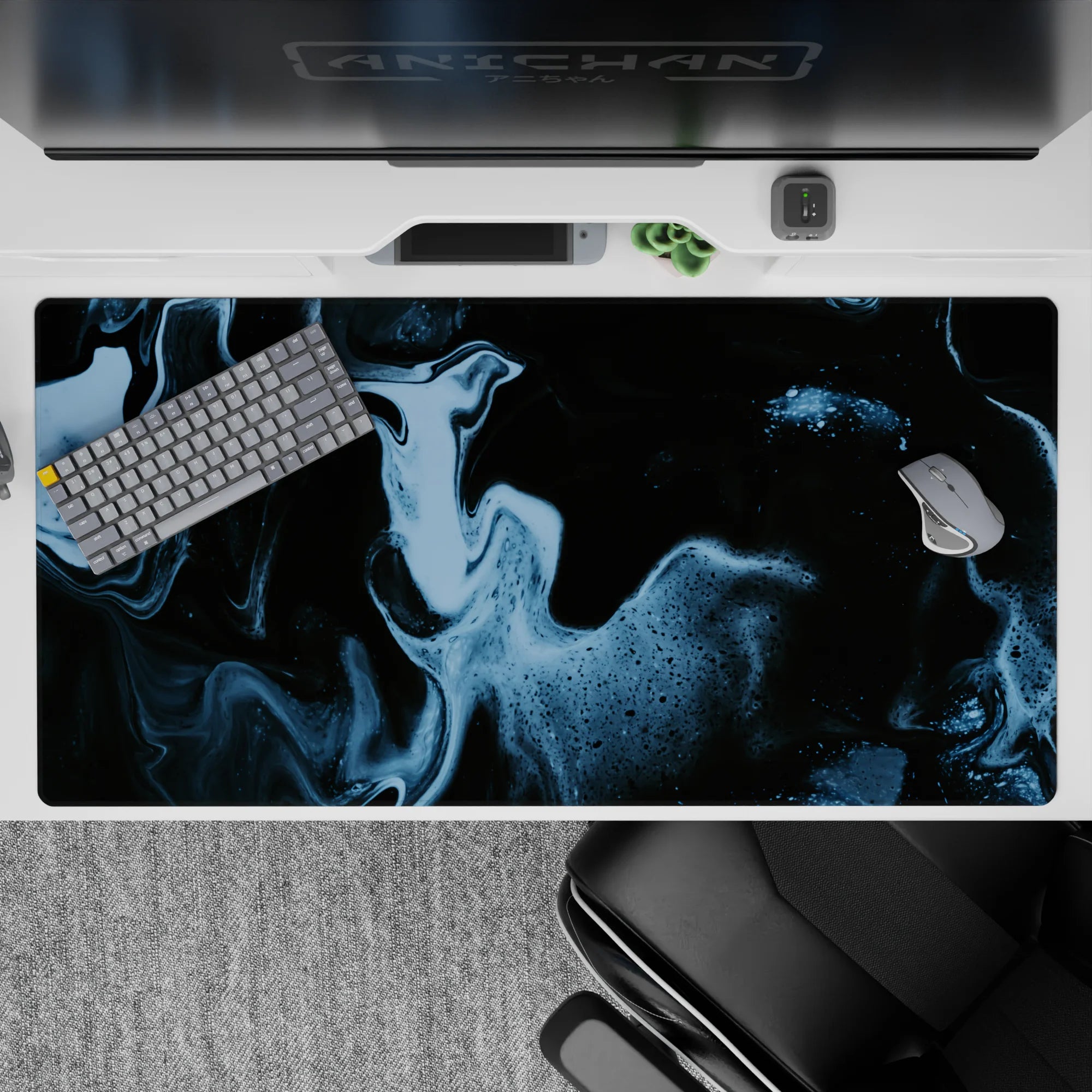 Abstract Deskmat | Mousepad | Deskpad - Dark Marble - AniChan