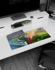 28x12 inches anime mouse pad showing a glowing red Japanese post box in summer sun, vines casting soft shadows.