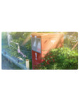 Anime mouse pad 32x16 inches with red Japanese post box, vines, street sign, and summer haze scene.