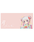 32x16 inches anime girl mouse pad with chibi kimono character, Tsuki text, stars, and cute desk mat art.