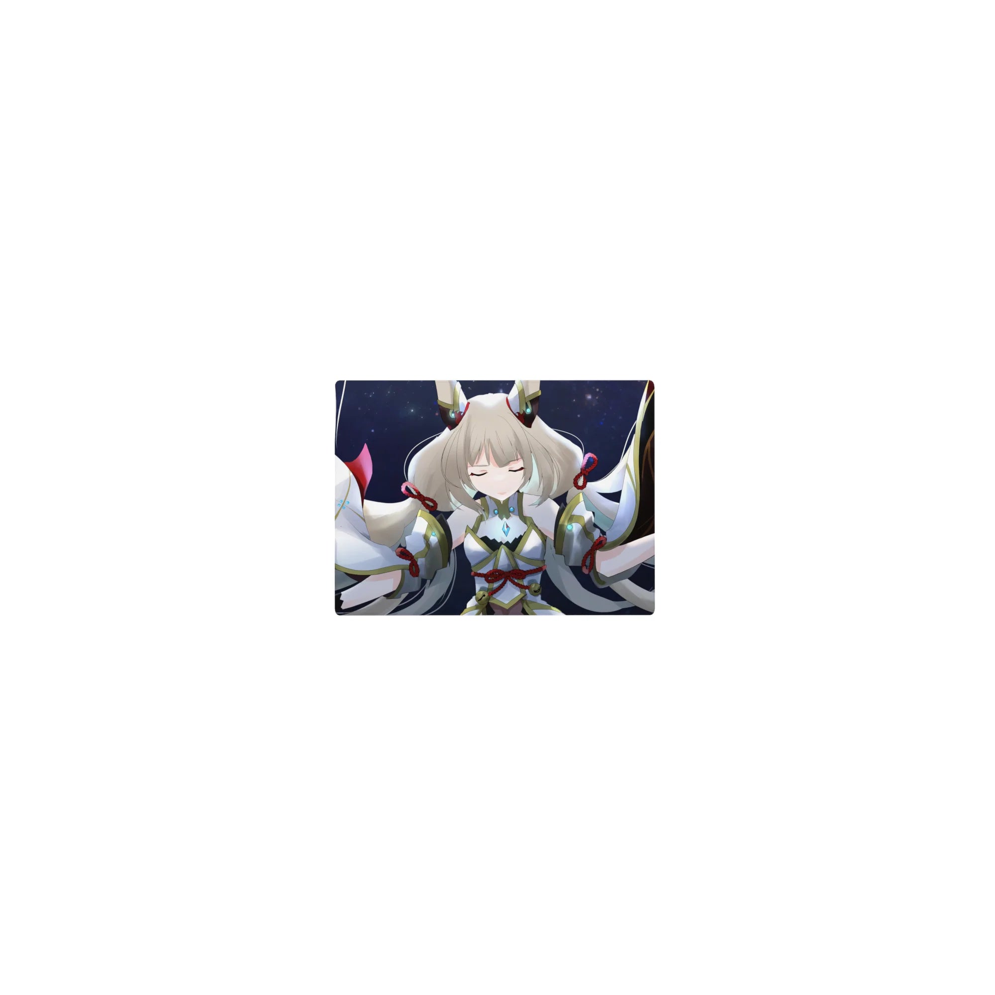 Classic anime girl mouse pad 14x10 inches with silver-haired celestial guardian and winged ribbon sleeves.