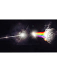 Space prism beam and triangle moon sci-fi desk pad 40x20 inches with black starfield background.