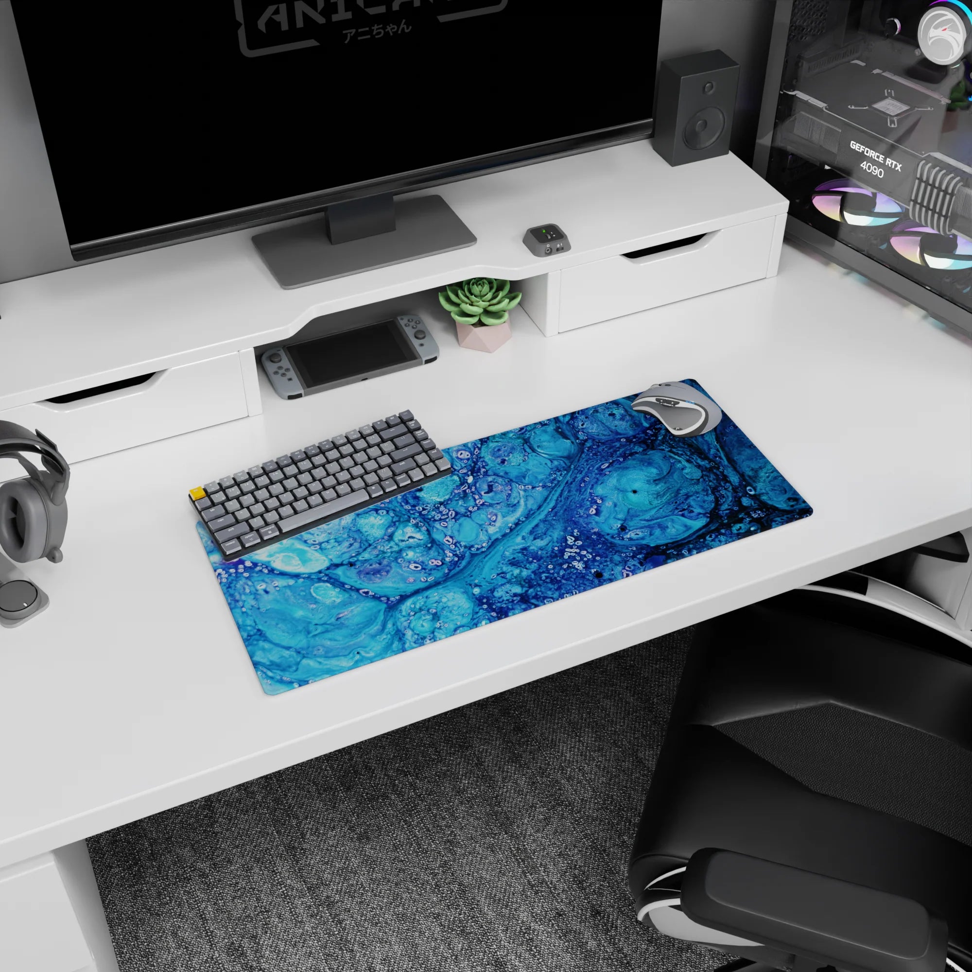 Liquid Abstract Deskmat | Mousepad | Deskpad - Ocean Depths - AniChan