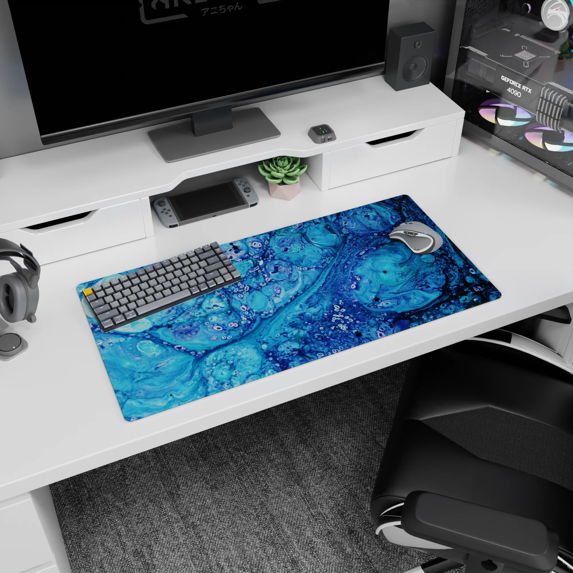 Liquid Abstract Deskmat | Mousepad | Deskpad - Ocean Depths - AniChan