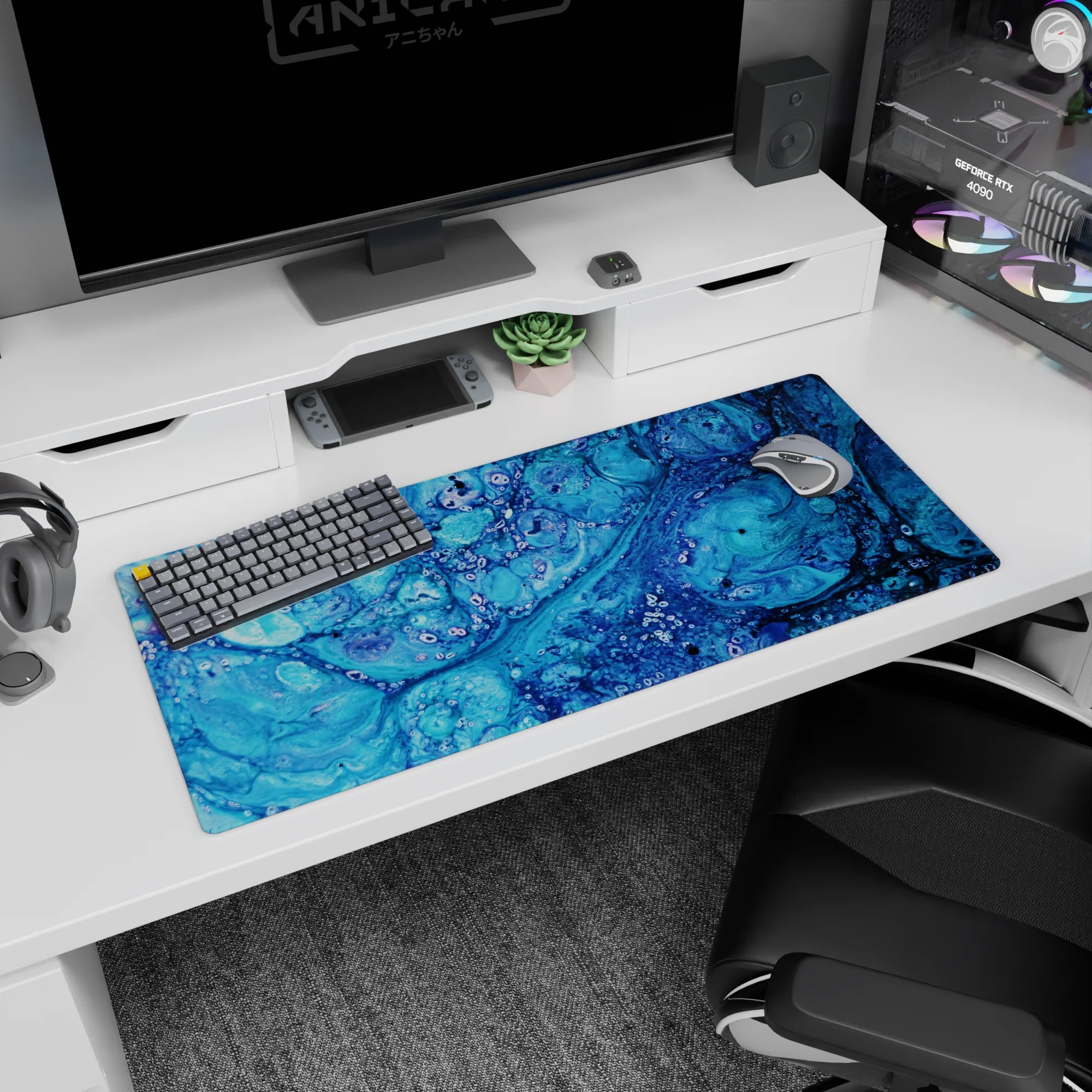 Liquid Abstract Deskmat | Mousepad | Deskpad - Ocean Depths - AniChan