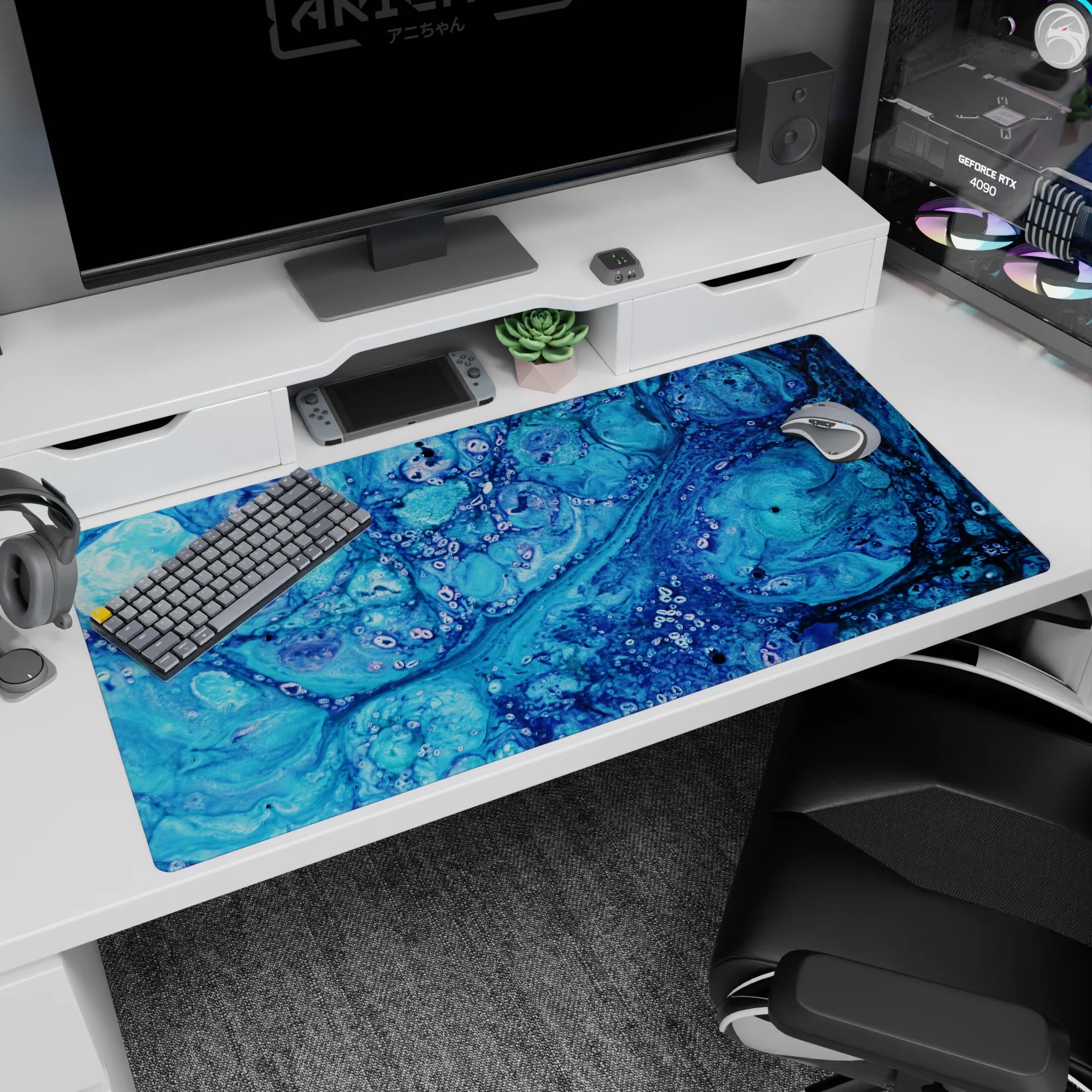 Liquid Abstract Deskmat | Mousepad | Deskpad - Ocean Depths - AniChan