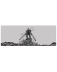 Chainsaw Man anime mouse pad, 32x12 inches, features Denji in Chainsaw Devil form, black-and-white, intense ink style.