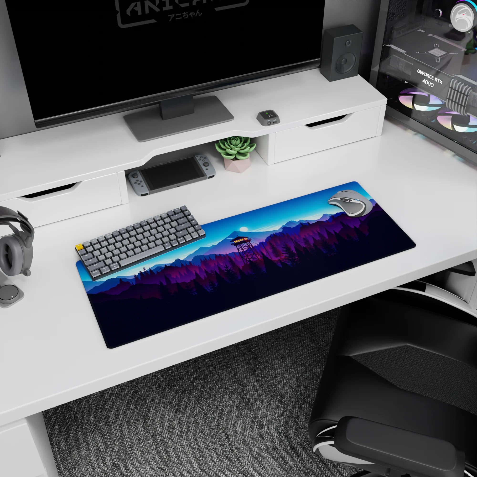 Vector Landscapes Deskmat | Mousepad | Deskpad - Nightfall Lookout