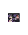 Classic anime girl trio mouse pad 14x10 inches with bunny suit, ribbons, and gothic lace poster-style art.