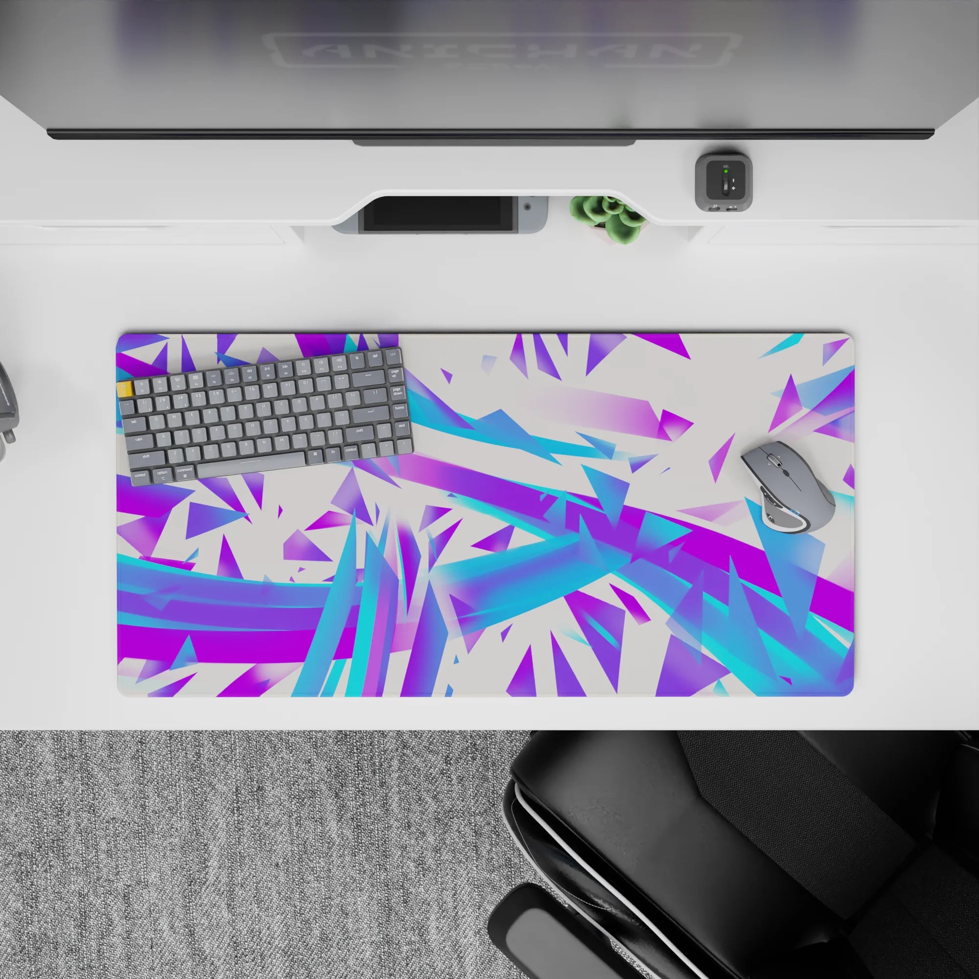 Abstract Deskmat | Mousepad | Deskpad - Electric Shards - AniChan