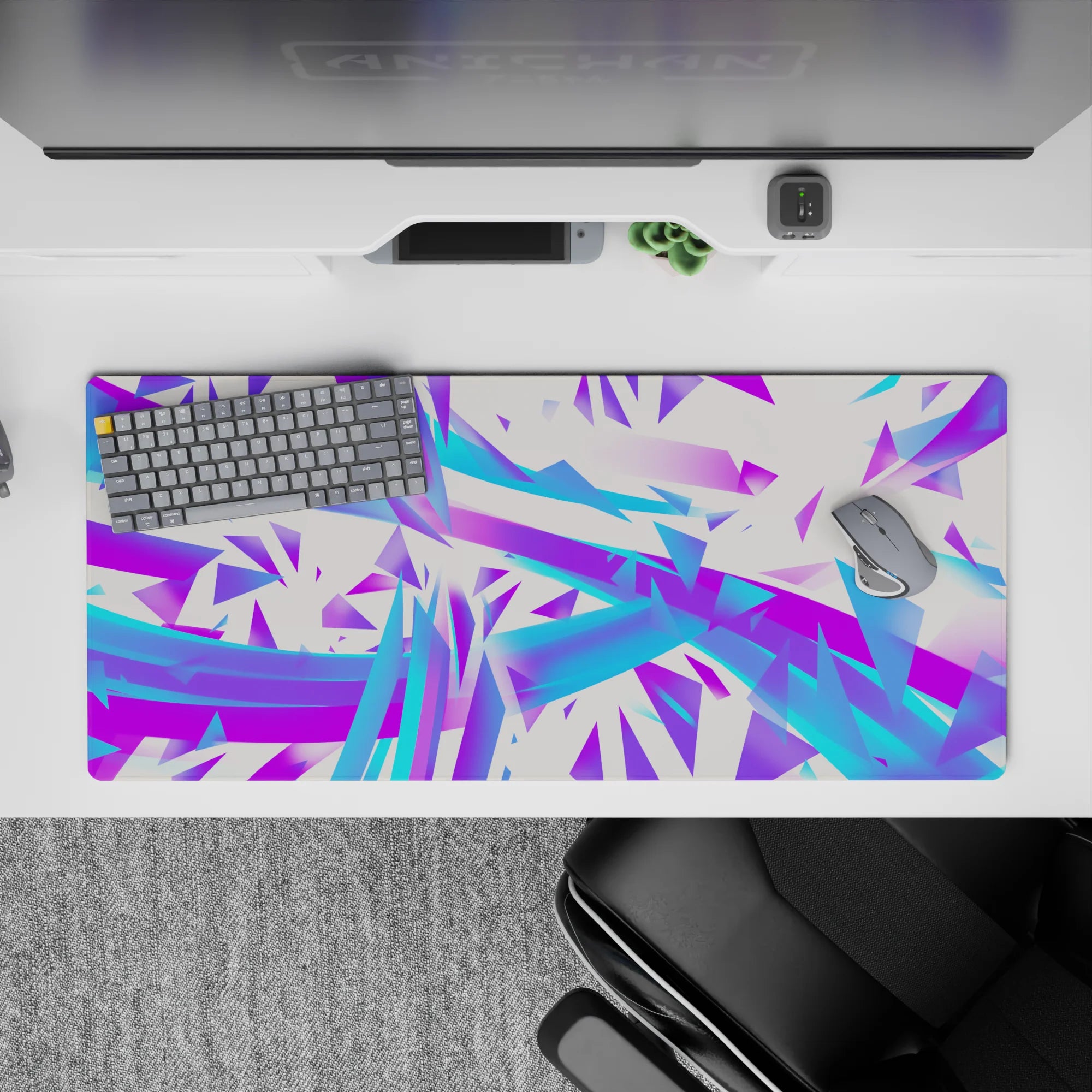 Abstract Deskmat | Mousepad | Deskpad - Electric Shards - AniChan