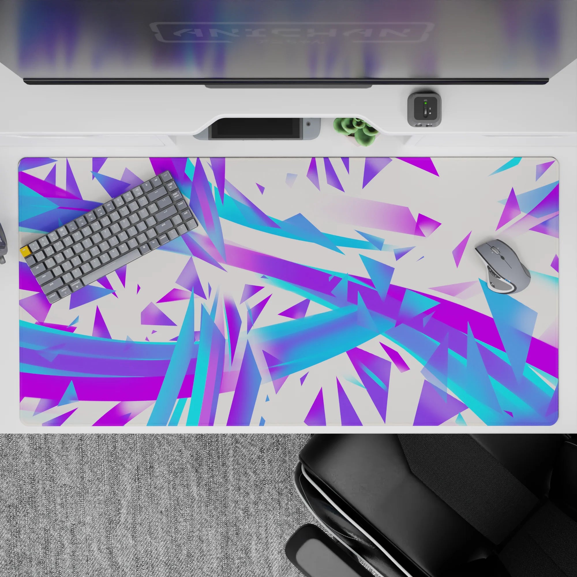 Abstract Deskmat | Mousepad | Deskpad - Electric Shards - AniChan