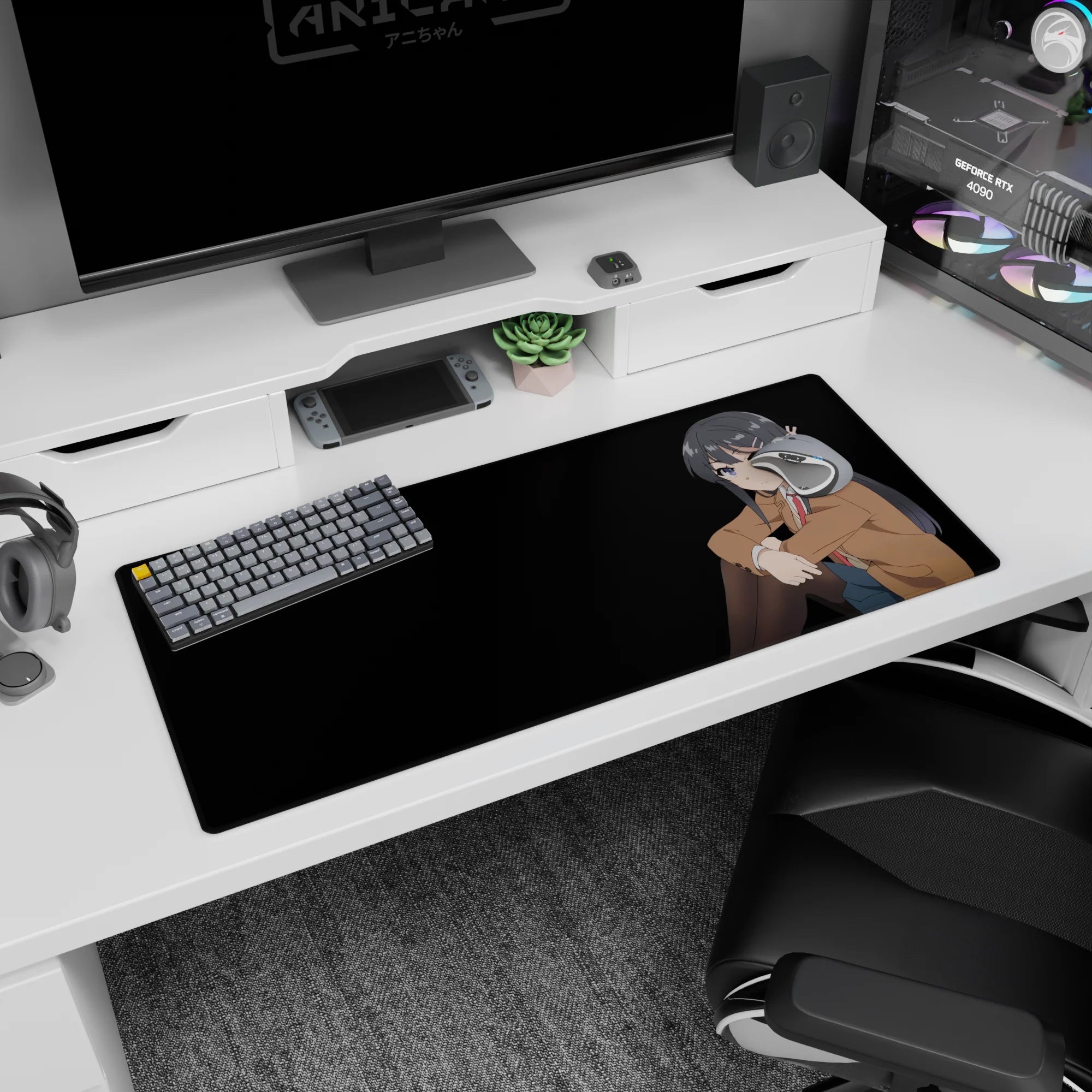 Mai Sakurajima from Rascal Does Not Dream of Bunny Girl Senpai on a 36x16 inches desk pad.