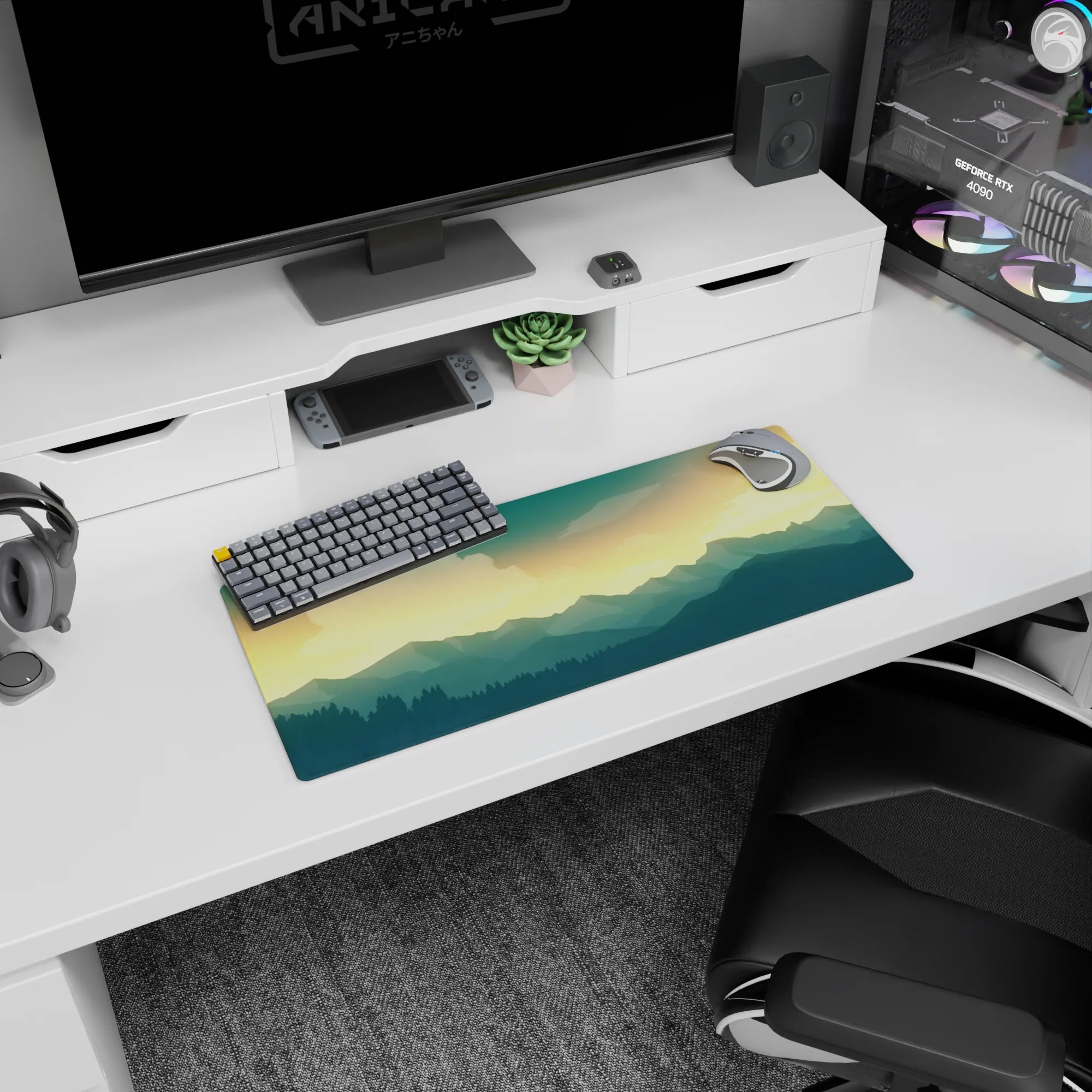 Vector Landscapes Deskmat | Mousepad | Deskpad - Golden Horizon