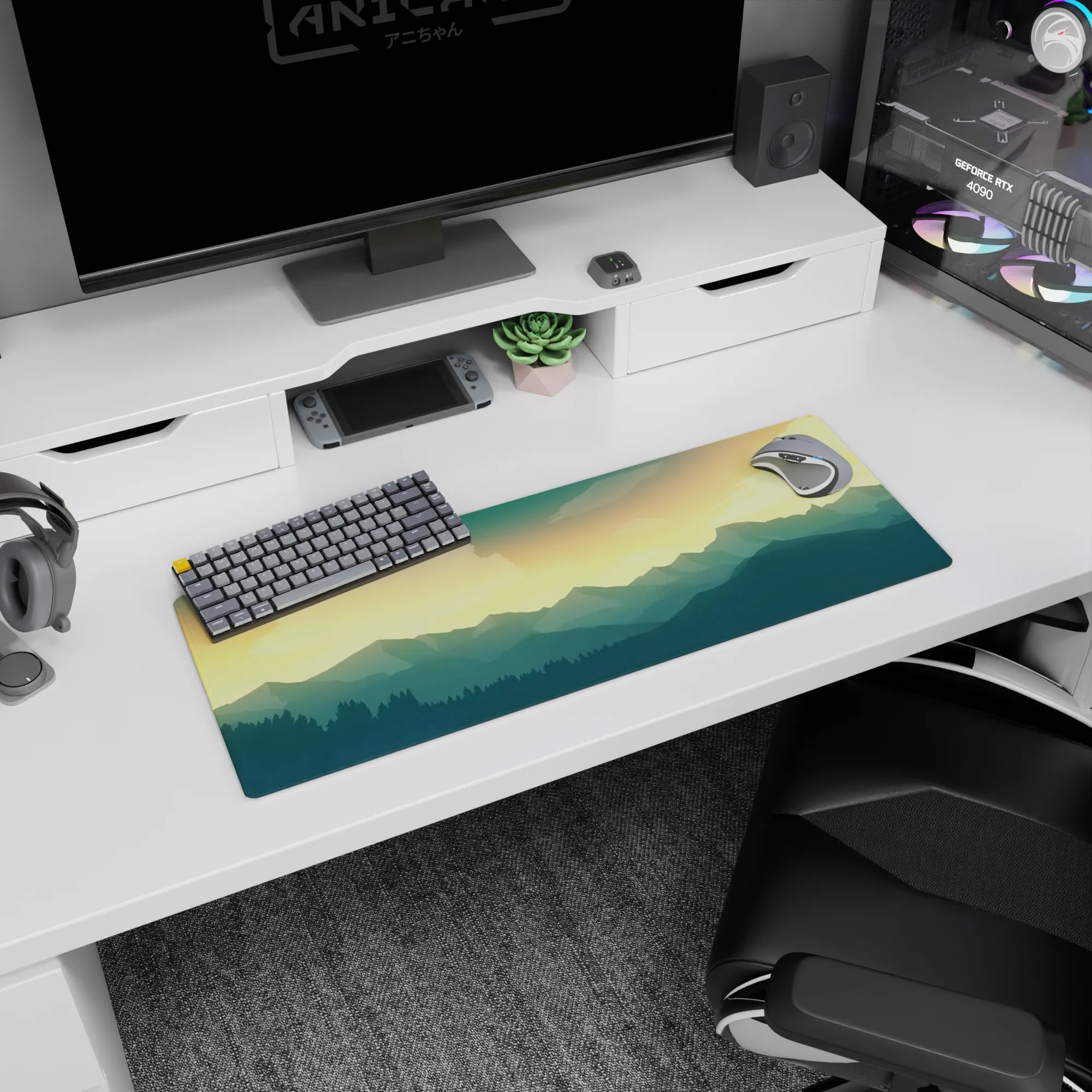 Vector Landscapes Deskmat | Mousepad | Deskpad - Golden Horizon