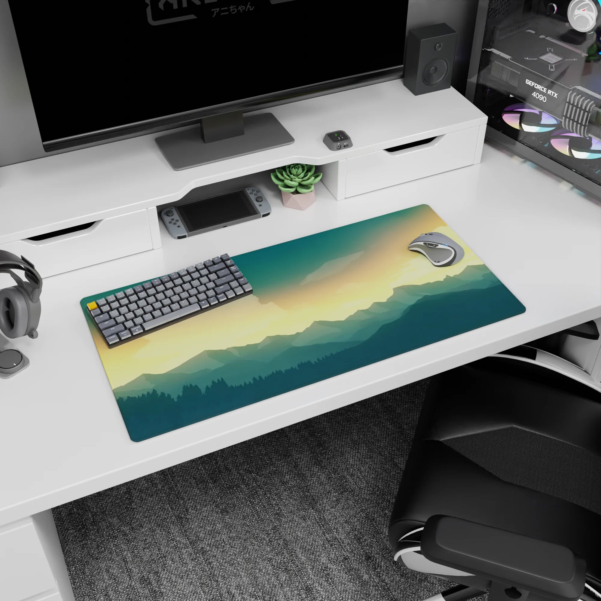 Vector Landscapes Deskmat | Mousepad | Deskpad - Golden Horizon