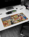 Natsu with a turkey leg and Lucy leaning in on a Fairy Tail anime mouse pad 32x16 inches.
