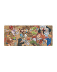 Fairy Tail tavern guild scene anime mouse pad 28x12 inches, Natsu, Lucy, Happy in cozy party pose.