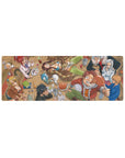 Fairy Tail tavern crew anime mouse pad 32x12 inches with Natsu, Lucy, and Happy in a busy guild feast.