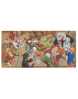 Fairy Tail tavern party anime mouse pad 32x16 inches with guild crew, mugs, and messy tables.