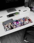 32x12 inches anime mouse pad showing red-haired swordsman and violet-haired mage on deck by the horizon.