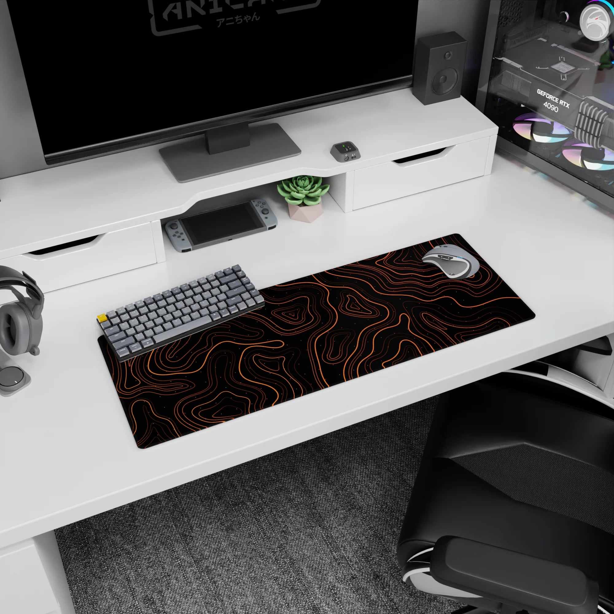 Topographic (Topo) Deskmat | Mousepad | Deskpad - Lava Contours - AniChan