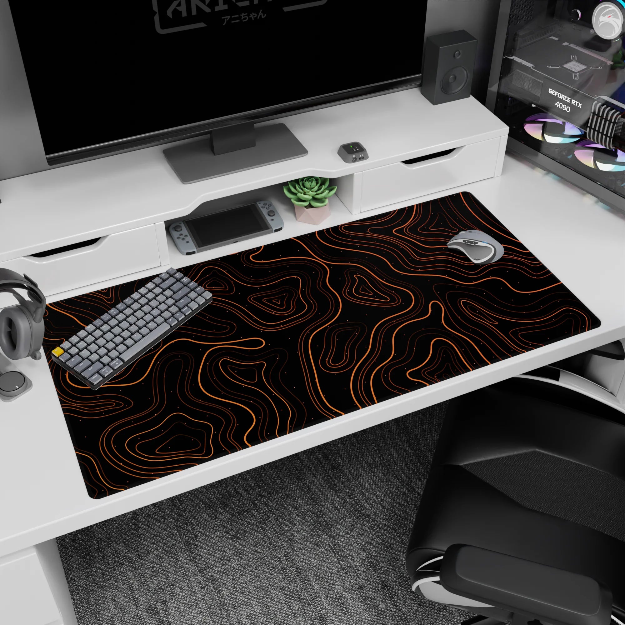 Topographic (Topo) Deskmat | Mousepad | Deskpad - Lava Contours - AniChan