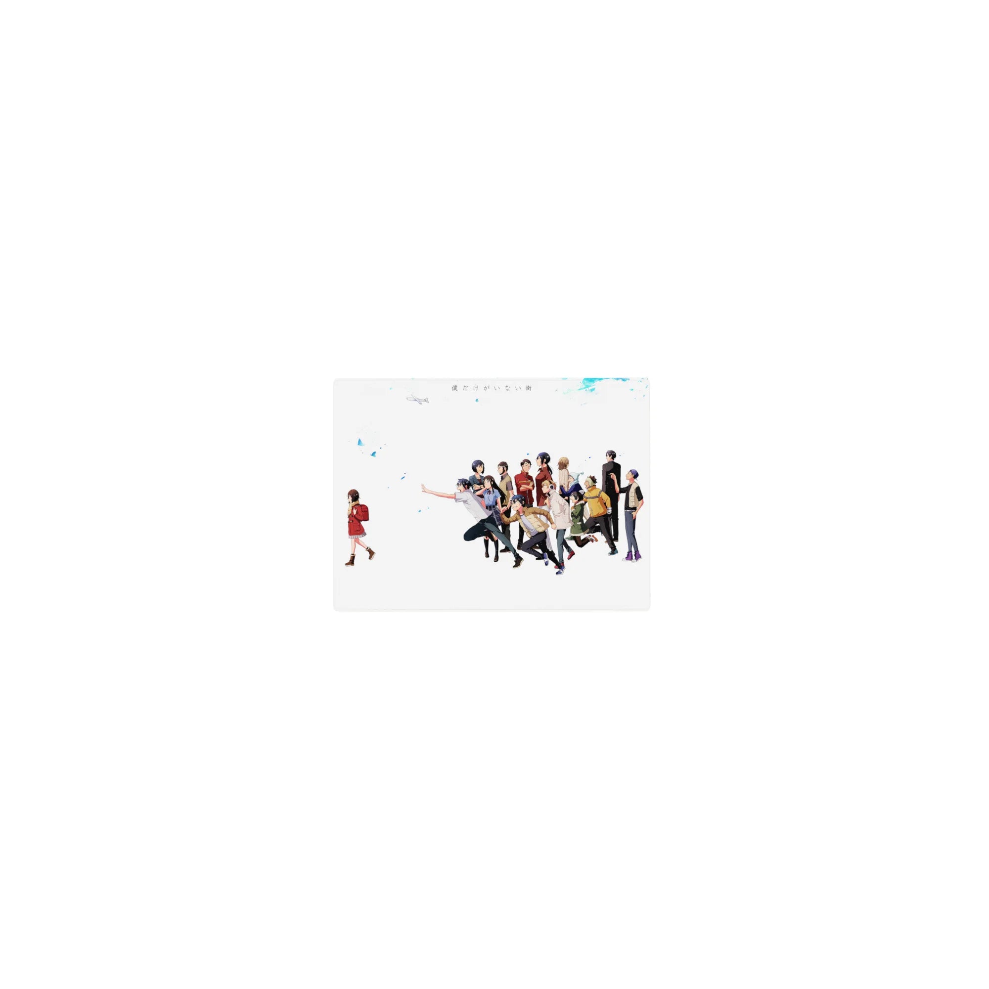 Erased anime mouse pad 14x10 inches with clean white design, Kayo and friends in a heartfelt scene.