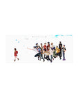 Erased anime mouse pad 28x12 inches with Kayo and friends on a clean white, emotional group design.