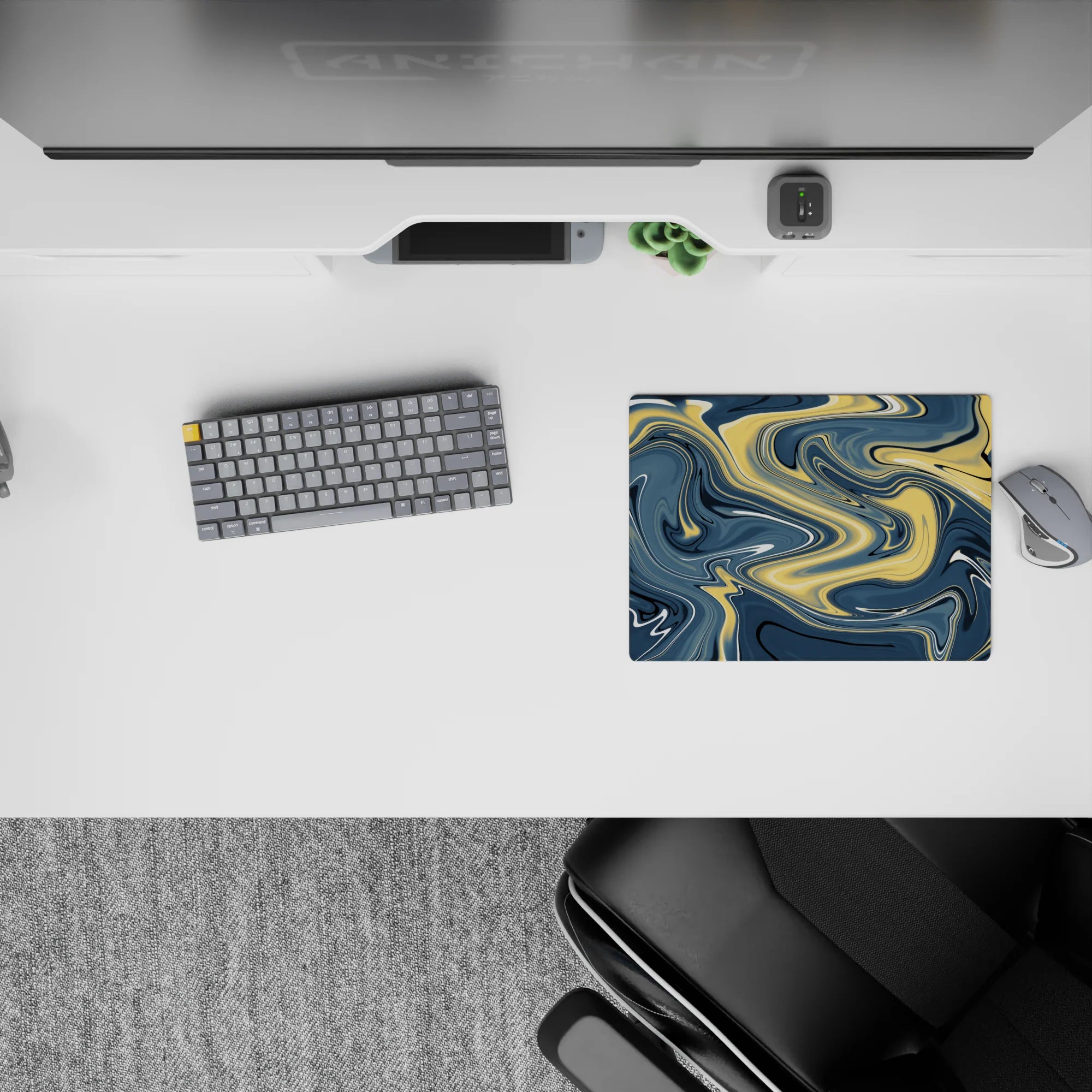 Liquid Abstract Deskmat | Mousepad | Deskpad - Golden Waves - AniChan