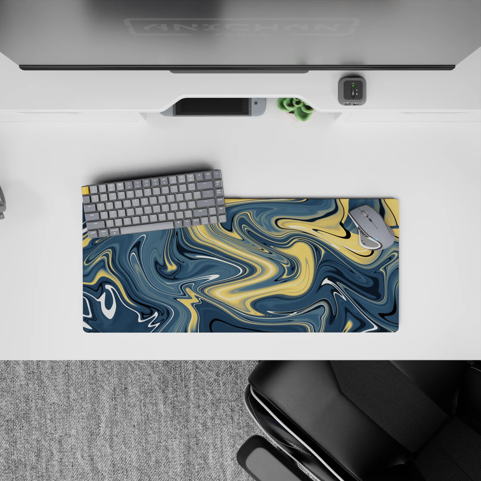 Liquid Abstract Deskmat | Mousepad | Deskpad - Golden Waves - AniChan