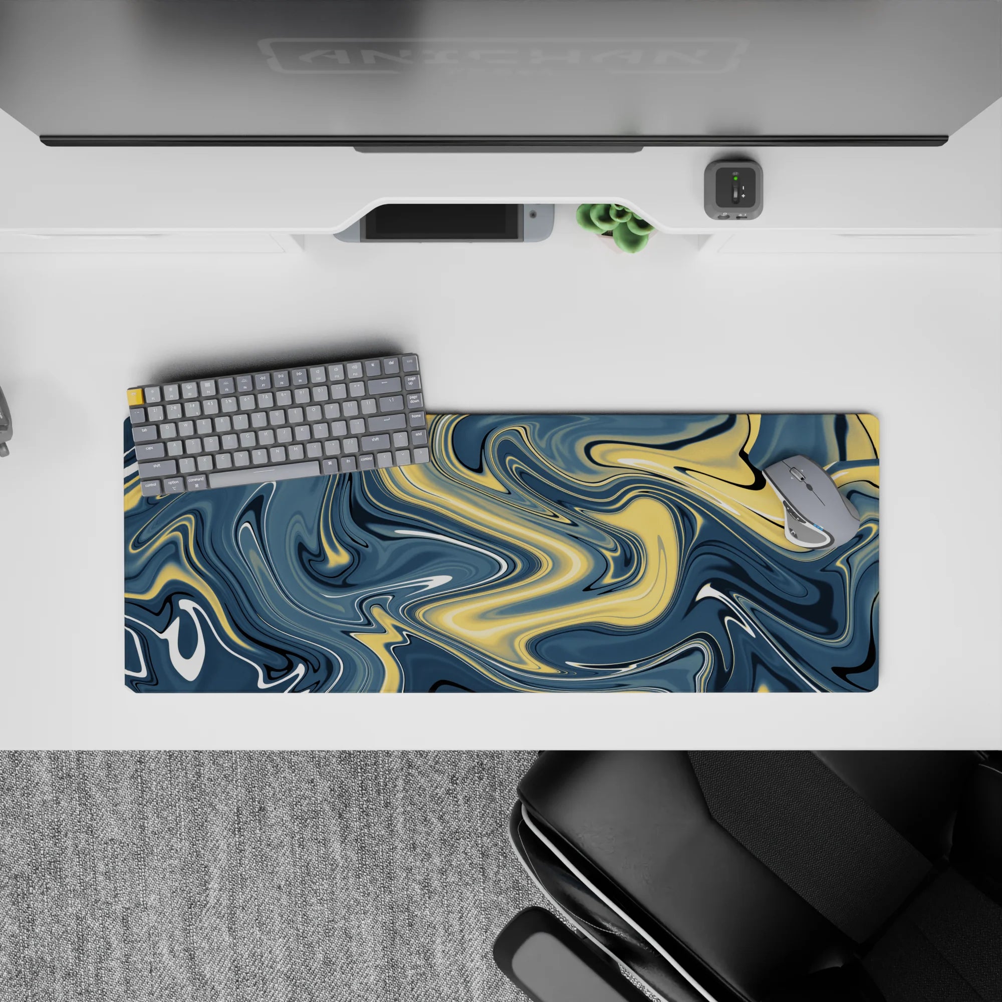 Liquid Abstract Deskmat | Mousepad | Deskpad - Golden Waves - AniChan