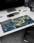 Liquid Abstract Deskmat | Mousepad | Deskpad - Golden Waves - AniChan