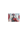 Classic anime girl mouse pad 14x10 inches, kimono florals, red bow, twin parasols, crisp desk art.