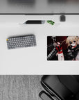 Rebellious cute mouse pad 14x10 inches in deep crimson and black shadows with sparkle flecks.