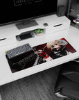 32x12 inches extended mouse pad showing a rebellious blonde heroine with eyepatch, buckles, and red cable.
