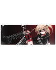 32x12 inches anime girl mouse pad with blonde punk-angel, eyepatch, heart choker, and black boots.
